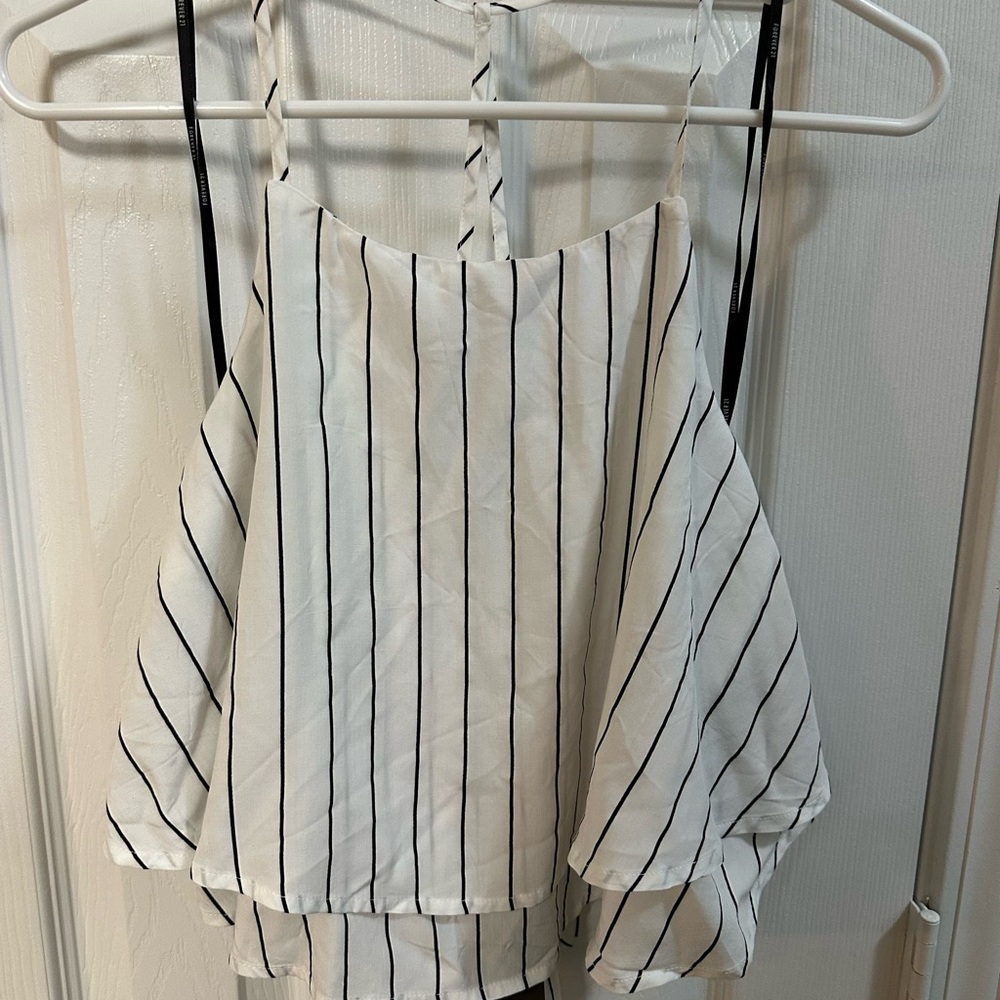 Forever 21 Black and White Striped Tank Top